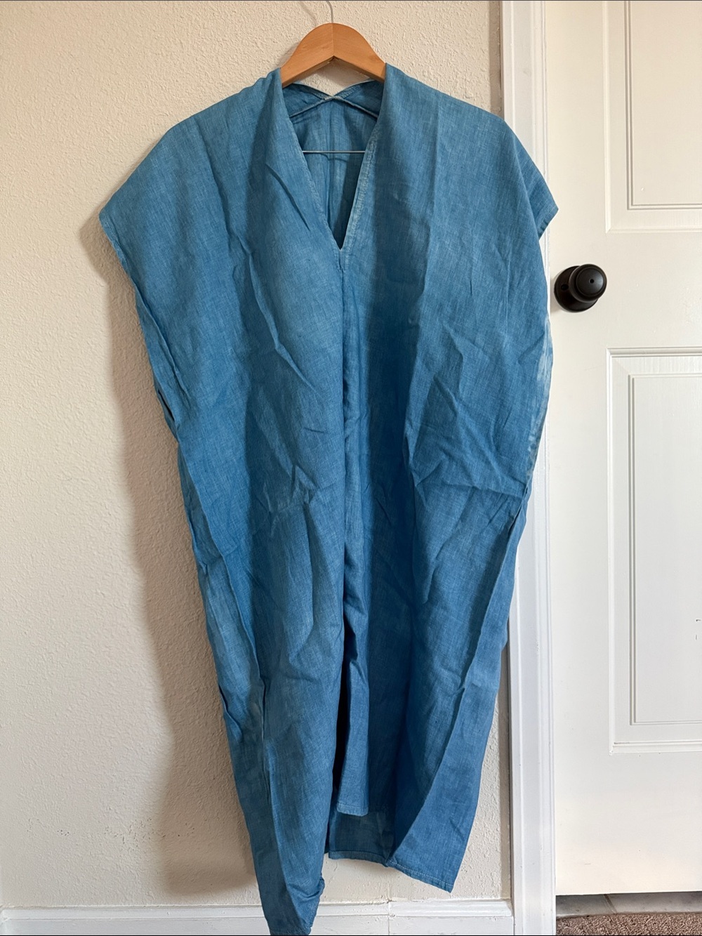 Lightweight Blue Linen Caftan Dress
